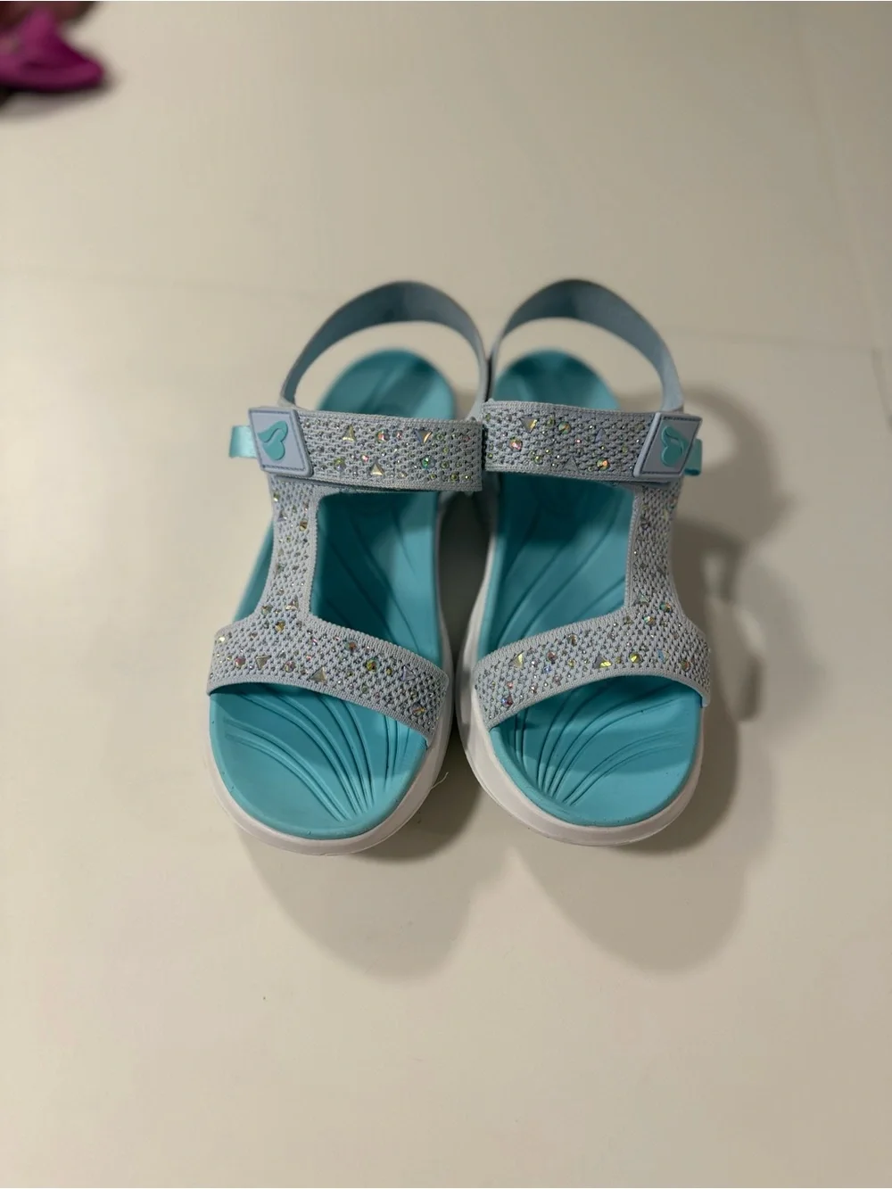 Skechers Girls Light Blue Sparkle Strap Sandals